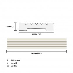 Home Store 86207 Polyurethane Foam Wainscoting Moulding White Colour 18MM (T) x 85MM (W) x 2400MM (L) Home Store 86207 Polyurethane Foam Wainscoting Moulding White Colour 18MM (T) x 85MM (W) x 2400MM (L)