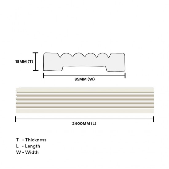 Home Store 86207 Polyurethane Foam Wainscoting Moulding White Colour 18MM (T) x 85MM (W) x 2400MM (L) Home Store 86207 Polyurethane Foam Wainscoting Moulding White Colour 18MM (T) x 85MM (W) x 2400MM (L)
