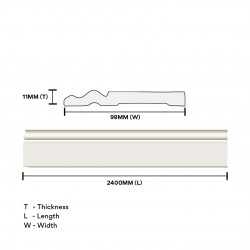 Home Store 8618 Polyurethane Foam Wainscoting Moulding White Colour 11MM (T) x 98MM (W) x 2400MM (L) Home Store 8618 Polyurethane Foam Wainscoting Moulding White Colour 11MM (T) x 98MM (W) x 2400MM (L)