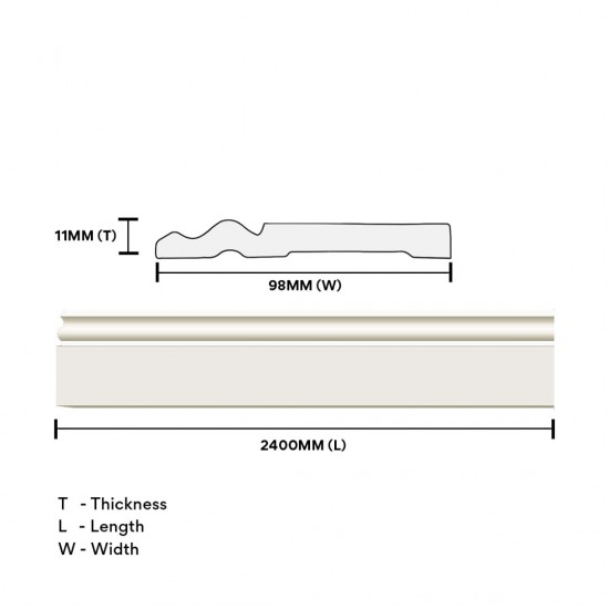Home Store 8618 Polyurethane Foam Wainscoting Moulding White Colour 11MM (T) x 98MM (W) x 2400MM (L) Home Store 8618 Polyurethane Foam Wainscoting Moulding White Colour 11MM (T) x 98MM (W) x 2400MM (L)