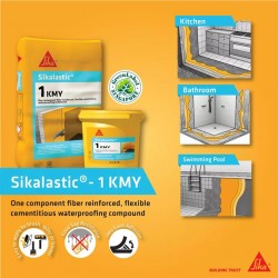 Sika Sikalastic 1KMY One Component Fiber Reinforced, Flexible Cementitious Waterproofing Compound 20KG