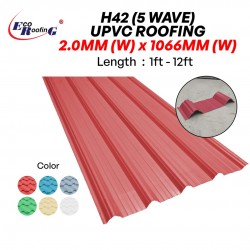 Eco Roofing System UPVC Multilayer Sheets H42 (5 Wave Step) 2.0MM (T) x 1066MM (W) x 1FT - 12FT (L)