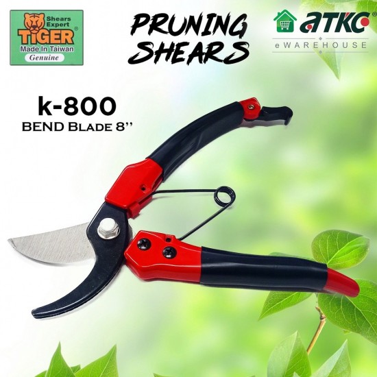Tiger K-800 Bend Blade Pruning Shears 8'' | Gunting Pokok | Flower Cutter
