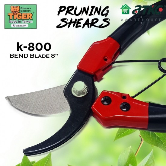 Tiger K-800 Bend Blade Pruning Shears 8'' | Gunting Pokok | Flower Cutter