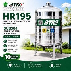 ATKC HR195 Vertical Round Bottom With Stand SUS304 Stainless Steel Water Tank 1950L/430G