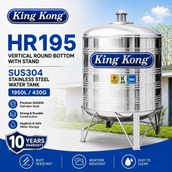 King Kong HR195 Vertical Round Bottom With Stand Stainless Steel Water Tank 1950L/430G