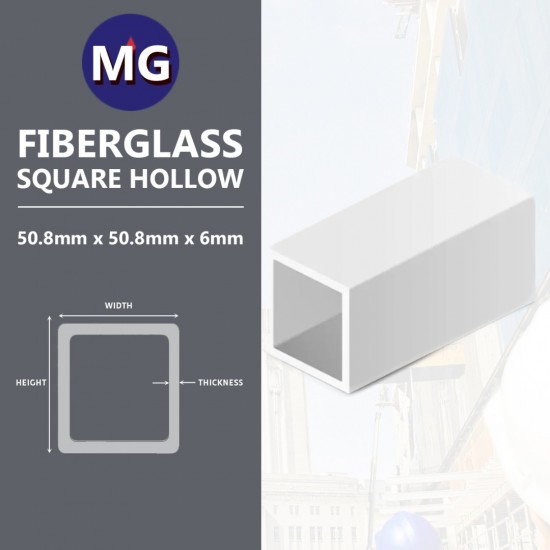 MG Fiberglass Square Hollow 50.8MM x 50.8MM x 6MM MG Fiberglass Square Hollow 50.8MM x 50.8MM x 6MM