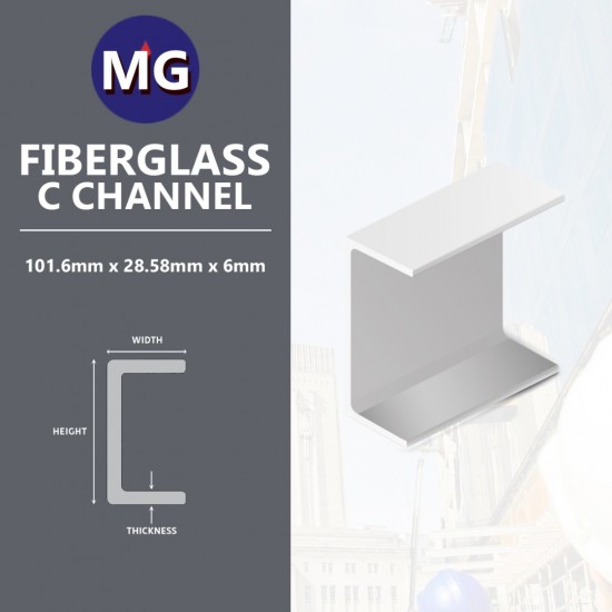 MG Fiberglass C Channel 101.6MM x 28.58MM x 6MM
