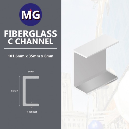 MG Fiberglass C Channel 101.6MM x 35MM x 6MM