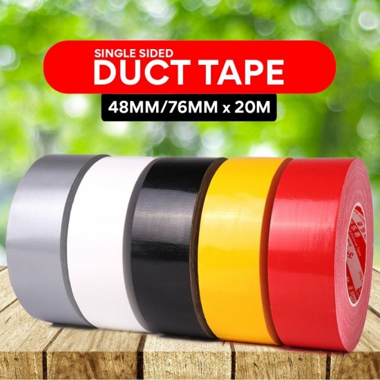 Mileqi Single Sided Cloth Duct Tape Film 48MM/76MM (W) x 20M (L) - Black/ Silver/ Red/ White/ Yellow Mileqi Single Sided Cloth Duct Tape Film 48MM/76MM (W) x 20M (L) - Black/ Silver/ Red/ White/ Yellow