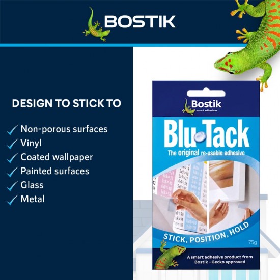Bostik Blu-Tack "The Original Re-Useable Adhesive" 75g Bostik Blu-Tack "The Original Re-Useable Adhesive" 75g