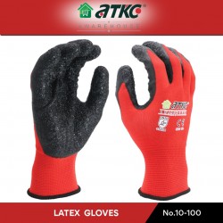 ATKC® MaxGlove 10-100 Red Black Latex Crinkle Palm Coated Gloves - M / L / XL