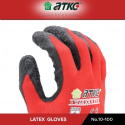 ATKC® MaxGlove 10-100 Red Black Latex Crinkle Palm Coated Gloves - M / L / XL