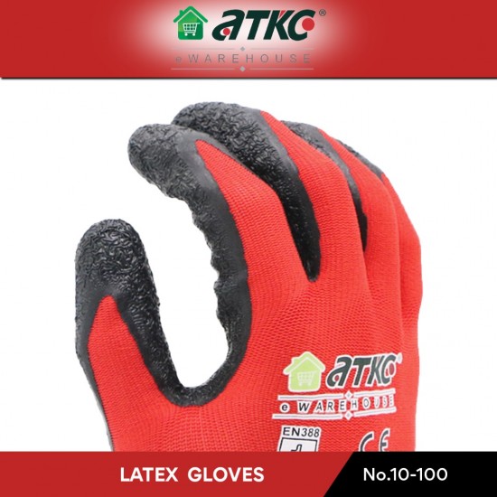 ATKC® MaxGlove 10-100 Red Black Latex Crinkle Palm Coated Gloves - M / L / XL ATKC® MaxGlove 10-100 Red Black Latex Crinkle Palm Coated Gloves - M / L / XL
