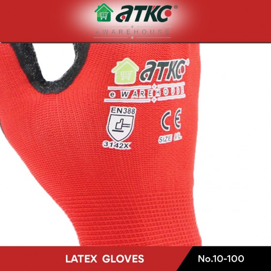 ATKC® MaxGlove 10-100 Red Black Latex Crinkle Palm Coated Gloves - M / L / XL ATKC® MaxGlove 10-100 Red Black Latex Crinkle Palm Coated Gloves - M / L / XL