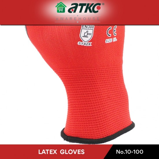 ATKC® MaxGlove 10-100 Red Black Latex Crinkle Palm Coated Gloves - M / L / XL ATKC® MaxGlove 10-100 Red Black Latex Crinkle Palm Coated Gloves - M / L / XL