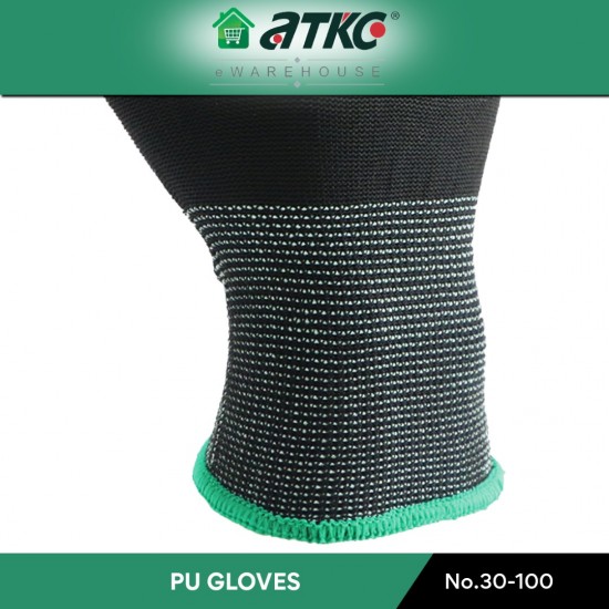 ATKC® MaxGlove 30-100 Black PU Palm Coated Hand Gloves - M / L / XL ATKC® MaxGlove 30-100 Black PU Palm Coated Hand Gloves - M / L / XL