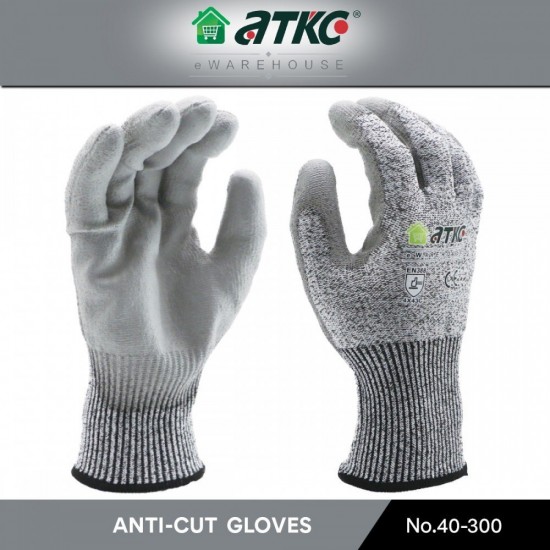 ATKC® MaxGlove 40-300 Cut Resistant with PU Coated Safety Gloves Sarung Tangan Anti Pisau Size M / L / XL