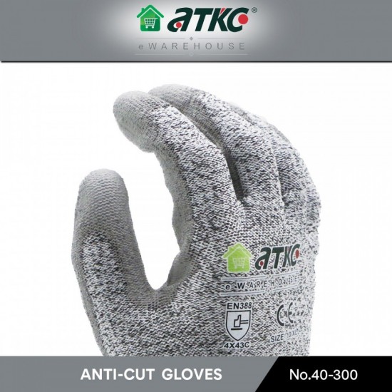 ATKC® MaxGlove 40-300 Cut Resistant with PU Coated Safety Gloves Sarung Tangan Anti Pisau Size M / L / XL