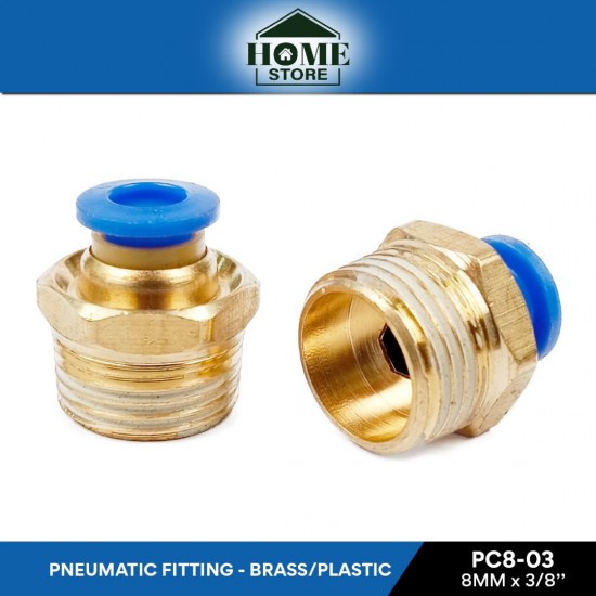 Home Store PC8-03 Pneumatic Male Threaded Fitting 8.0MM x 3/8'' (Plastic/Brass) Home Store PC8-03 Pneumatic Male Threaded Fitting 8.0MM x 3/8'' (Plastic/Brass)