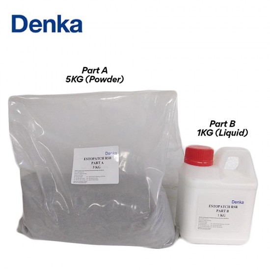 Denka Estopatch RSR Polymer Modified Fast Setting Patching Material For Pavement Repair (Part A: 5KG Powder + Part B: 1KG Liquid) 6KG