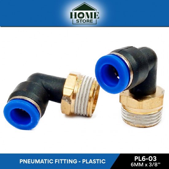 Home Store PL6-03 Pneumatic Elbow Male Threaded Fitting 6.0MM x 3/8'' (Plastic)