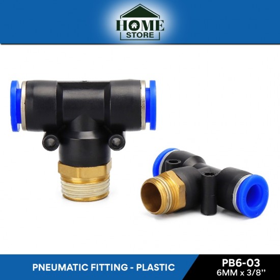 Home Store PB6-03 Pneumatic Tee Male Threaded Fitting 6.0MM x 3/8'' (Plastic) Home Store PB6-03 Pneumatic Tee Male Threaded Fitting 6.0MM x 3/8'' (Plastic)