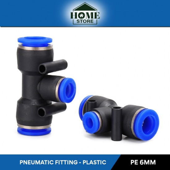 Home Store PE6 Pneumatic Tee Shape Fitting 6.0MM (Plastic)