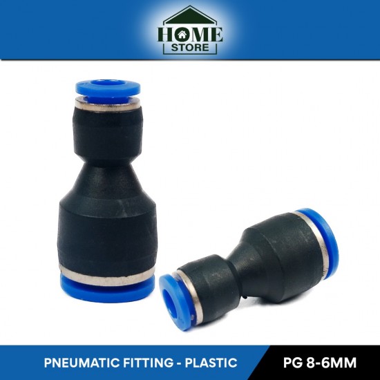 Home Store PG8-6 Pneumatic Straight Shape Fitting 8.0MM x 6.0MM (Plastic)