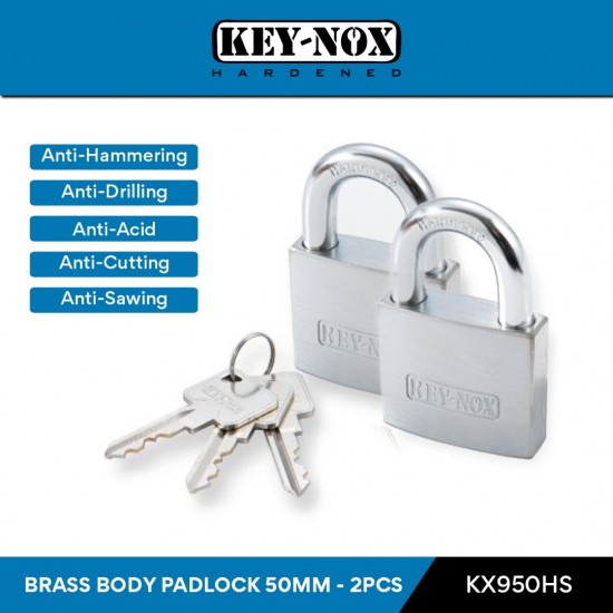 Keynox 950 Series Brass Body Padlock Hardened Steel Shackle 50MM (2PCS) Keynox 950 Series Brass Body Padlock Hardened Steel Shackle 50MM (2PCS)
