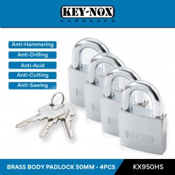 Keynox 950 Series Brass Body Padlock Hardened Steel Shackle 50MM (4PCS)