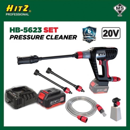 HITZ Professional HB-5623 Cordless Pressure Cleaner 20V 4.0Ah 25 Bar (SET) HITZ Professional HB-5623 Cordless Pressure Cleaner 20V 4.0Ah 25 Bar (SET)