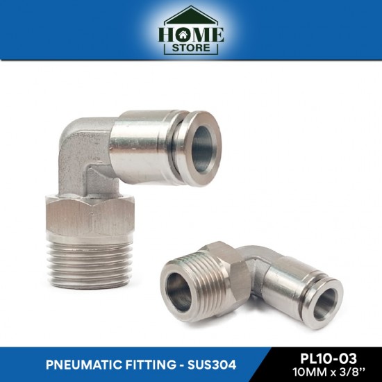 Home Store PL10-03 Pneumatic Elbow Male Threaded Fitting 10.0MM x 3/8'' (SUS304 Stainless Steel)