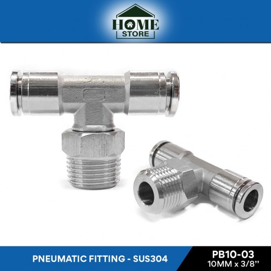 Home Store PB10-03 Pneumatic Elbow Male Threaded Fitting 10.0MM x 3/8'' (SUS304 Stainless Steel)