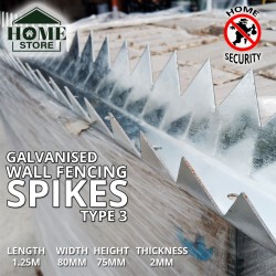 [Type 3] Home Store Galvanised Security Wall Fencing Spikes 1.25M (L) x 80MM (W) x 75MM (H) x 2MM (T)