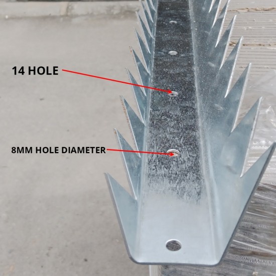 [Type 3] Home Store Galvanised Security Wall Fencing Spikes 1.25M (L) x 80MM (W) x 75MM (H) x 2MM (T)