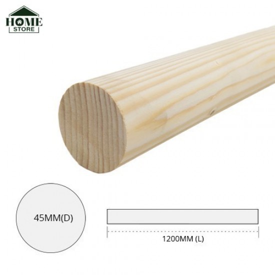 Home Store Pine Wood Timber Smooth Planed Round Dowel 45MM (D) x 1200MM (L) Home Store Pine Wood Timber Smooth Planed Round Dowel 45MM (D) x 1200MM (L)