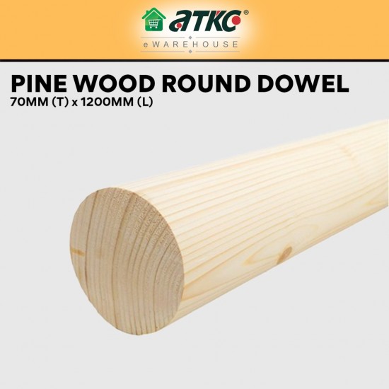 Home Store Pine Wood Timber Smooth Planed Round Dowel 70MM (D) x 1200MM (L) Home Store Pine Wood Timber Smooth Planed Round Dowel 70MM (D) x 1200MM (L)
