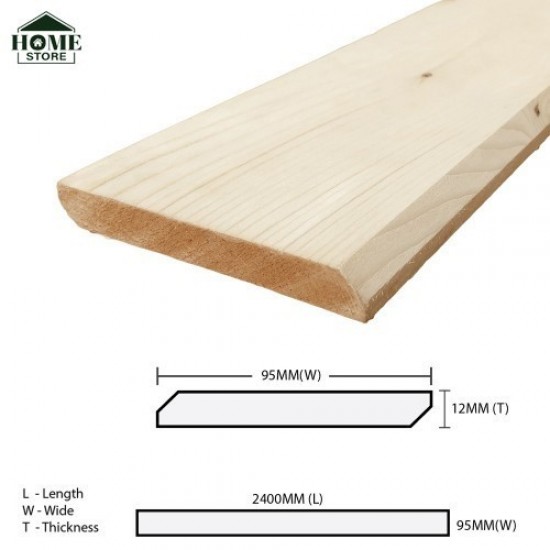 Home Store Pine Wood Timber Skirting (Solid Timber Flooring) Planed 12MM (T) x 95MM (W) x 2400MM (L) Home Store Pine Wood Timber Skirting (Solid Timber Flooring) Planed 12MM (T) x 95MM (W) x 2400MM (L)