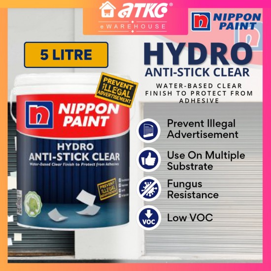 Nippon Paint Hydro Anti-Stick Clear Water-Based Clear Finish To Protect From Adhesive 5L Nippon Paint Hydro Anti-Stick Clear Water-Based Clear Finish To Protect From Adhesive 5L