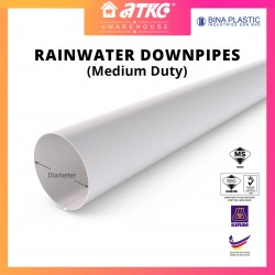 [SIRIM] Bina Plastic UPVC Rainwater Downpipe Medium Duty 82MM/ 110MM/ 160MM/ 200MM/ 250MM/ 315MM (D) x 5.8M (L)