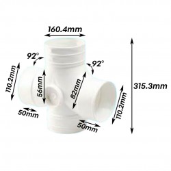 Bina Plastic UPVC Fittings Equal Double Branch Cross Tee 6" x 4" (160MM x 110MM)