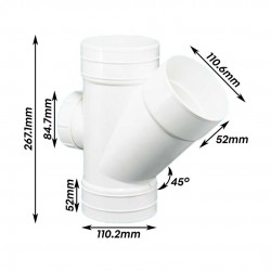Bina Plastic UPVC Fittings 45° Y-Branch (Y-Tee) With I/O 4" 110MM