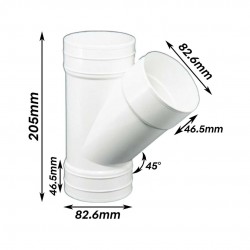 Bina Plastic UPVC Fittings 45° Y-Branch (Y-Tee) 3" 82MM
