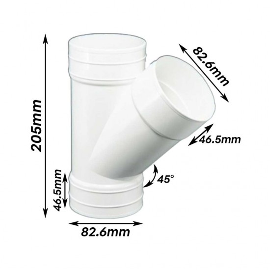 Bina Plastic UPVC Fittings 45° Y-Branch (Y-Tee) 3" 82MM Bina Plastic UPVC Fittings 45° Y-Branch (Y-Tee) 3" 82MM