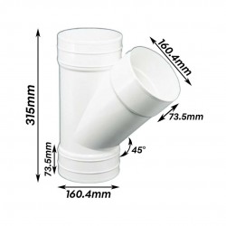 Bina Plastic UPVC Fittings 45° Y-Branch (Y-Tee) 6" 160MM