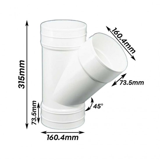 Bina Plastic UPVC Fittings 45° Y-Branch (Y-Tee) 6" 160MM Bina Plastic UPVC Fittings 45° Y-Branch (Y-Tee) 6" 160MM