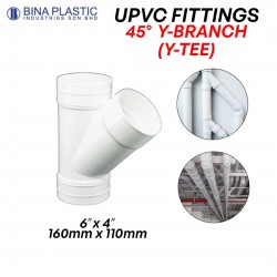 Bina Plastic UPVC Fittings 45° Y-Branch (Y-Tee) 6" x 4" (160MM x 110MM)