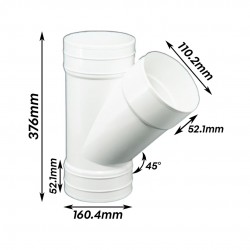 Bina Plastic UPVC Fittings 45° Y-Branch (Y-Tee) 6" x 4" (160MM x 110MM)