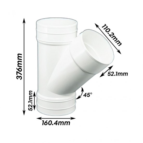 Bina Plastic UPVC Fittings 45° Y-Branch (Y-Tee) 6" x 4" (160MM x 110MM) Bina Plastic UPVC Fittings 45° Y-Branch (Y-Tee) 6" x 4" (160MM x 110MM)